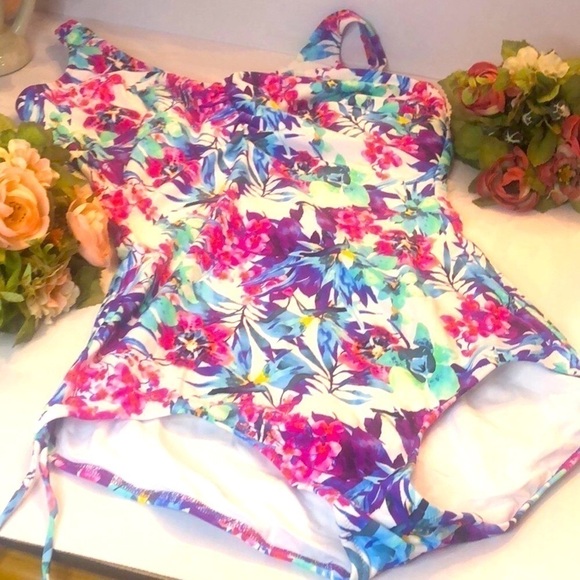 Fantasie Swimwear Sardinia Floral Print 1 Piece Plus Sz Swimsuit/Underwire 44DDD - Picture 2 of 16